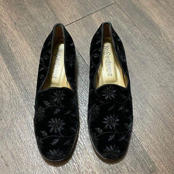 Vintage Shoes YSL Yves Saint Laurent Loafers Slipons Floral Singapore 8M - Picture 1 of 8